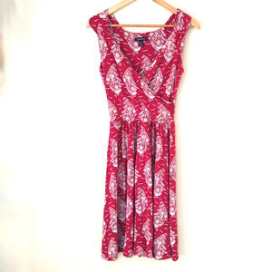 Lands End faux wrap crossover Bodice sailboat dress Knit XS 2 4